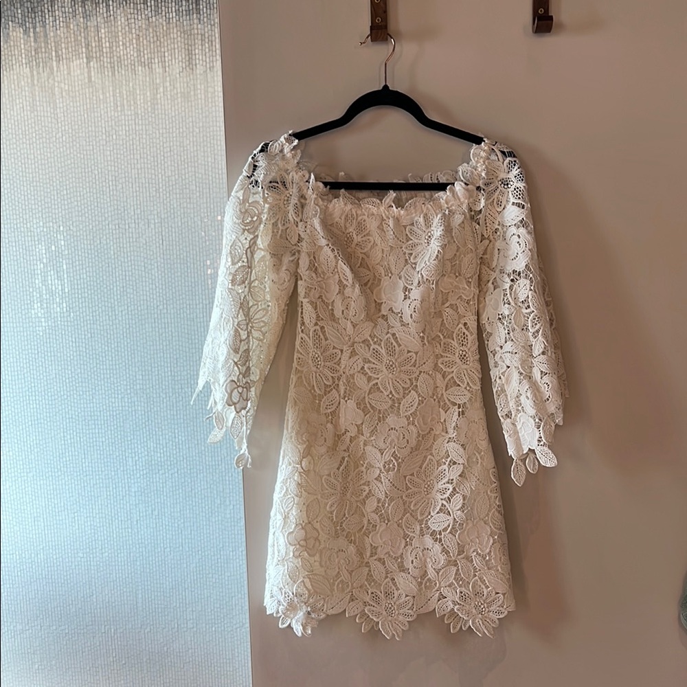 Free People Cream Sheath Mini Dress with Bell Sleeves